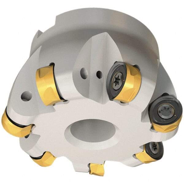 Iscar - 50mm Cut Diam, 12mm Max Depth, 22mm Arbor Hole, 5 Inserts, H400 RNHU Insert Style, Indexable Copy Face Mill - H400 FR-16 Cutter Style, 50mm High, Through Coolant, Series Helido - All Tool & Supply