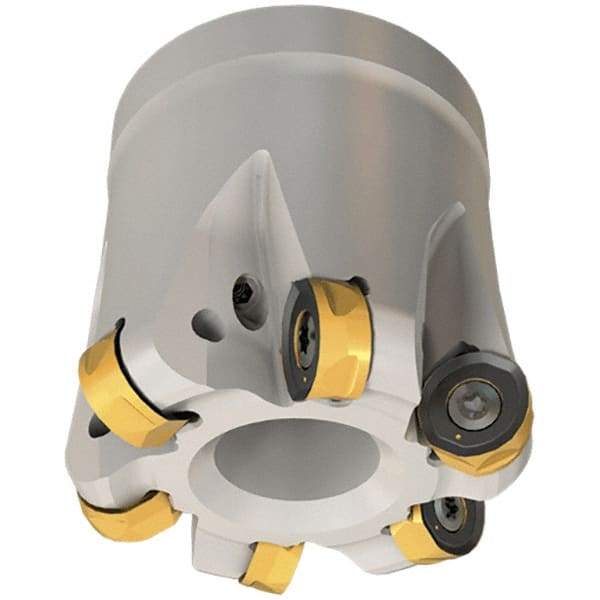 Iscar - 80mm Cut Diam, 8.7mm Max Depth, 27mm Arbor Hole, 8 Inserts, H400 RNHU Insert Style, Indexable Copy Face Mill - H400 FR-12 Cutter Style, 50mm High, Through Coolant, Series Helido - All Tool & Supply