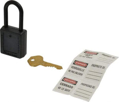 Master Lock - Keyed Alike Nonconductive Lockout Padlock - 1-1/2" Shackle Clearance, 1/4" Shackle Diam, 1-3/4" Body Height x 1-1/2" Body Width, Black, 6 Pins - All Tool & Supply