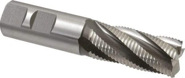 Hertel - 7/8" Diam, Fine Pitch, 1-7/8" LOC, 5 Flute Cobalt Roughing Square End Mill - Uncoated, 4-1/8" OAL, 7/8" Shank Diam, Single End, Centercutting, 30° Helix - All Tool & Supply