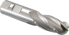 Hertel - 7/8" Diam, 1-7/8" LOC, 4 Flute High Speed Steel Ball End Mill - Uncoated, Single End, 4-1/8" OAL, 7/8" Shank Diam, Spiral Flute - All Tool & Supply