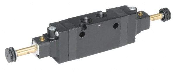 Parker - 3/8" NPT Port, Double Solenoid, 3 Position Valveless Coil, Aluminum Solenoid Valve - Normally Open Through Ports 1 & 2, 145 Max PSI, Buna-N Seal - All Tool & Supply