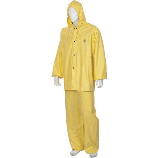 MCR Safety - Size 4XL, Yellow, Rain Three Piece Suit - Detachable Hood, Take Up Snaps Ankle, Take Up Snaps Wrist - All Tool & Supply