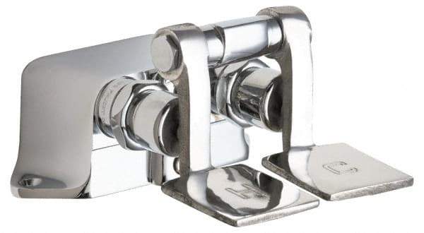 Chicago Faucets - No Spout, Self Closing Cartridges Design, Rough Chrome, Floor Mounted, Floor Mounted Faucet with Short Pedals - Pedal Handle - All Tool & Supply