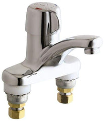 Chicago Faucets - Round Handle, Deck Mounted Bathroom Faucet - One Handle, No Drain, Standard Spout - All Tool & Supply