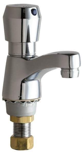 Chicago Faucets - Round Handle, Deck Mounted Bathroom Faucet - One Handle, No Drain, Standard Spout - All Tool & Supply