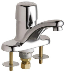 Chicago Faucets - Round Handle, Deck Mounted Bathroom Faucet - One Handle, No Drain, Standard Spout - All Tool & Supply