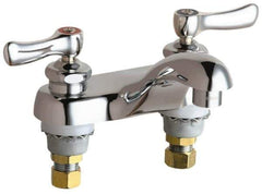 Chicago Faucets - Lever Handle, Deck Mounted, Vandal Resistant Bathroom Faucet - Two Handle, No Drain, Standard Spout - All Tool & Supply