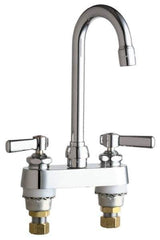 Chicago Faucets - Lever Handle, Deck Mounted Bathroom Faucet - Two Handle, No Drain, Gooseneck Spout - All Tool & Supply