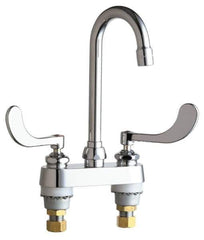 Chicago Faucets - Wrist Blade Handle, Deck Mounted Bathroom Faucet - Two Handle, Educational and Healthcare Drain, Gooseneck Spout - All Tool & Supply