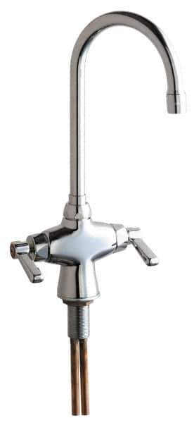 Chicago Faucets - Deck Mount, Single Hole Bar and Hospitality Faucet - Two Handle, Lever Handle, Gooseneck Spout - All Tool & Supply