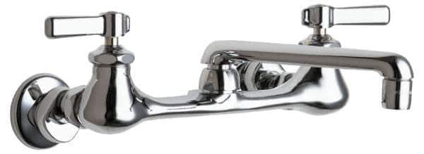 Chicago Faucets - Wall Mount, Swing Spout Service Sink Faucet - Two Handle, Lever Handle, 6 Cast Spout, No Drain - All Tool & Supply