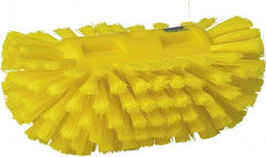 Vikan - 1-1/2" Bristle Length, Polyester Utility Scrub Brush - 5-1/2" Wide Head, 8" OAL, European Threaded Handle, Yellow, Polypropylene Block - All Tool & Supply