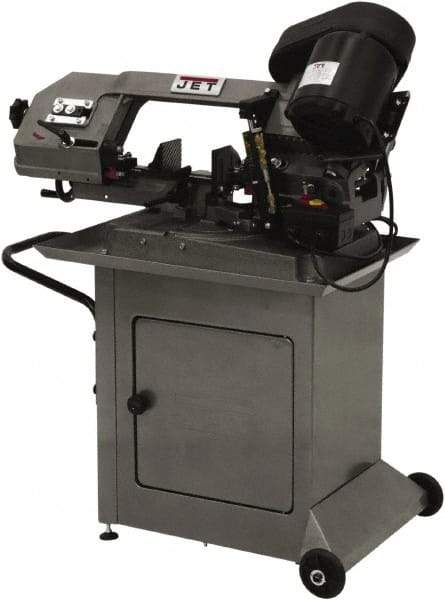 Jet - 5 x 6" Max Capacity, Manual Step Pulley Horizontal Bandsaw - 80, 120 & 200 SFPM Blade Speed, 115/230 Volts, 45 & 60°, 1 Phase - All Tool & Supply