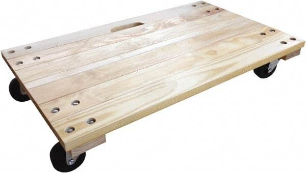 PRO-SOURCE - 1,000 Lb Capacity Hardwood/Polyolefin Solid Top Dolly - 36" Long x 24" Wide x 5" High, 3" Polyolefin Wheels - All Tool & Supply