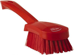 Vikan - 1.3" Bristle Length, Polyester Scrub Brush - 4-1/4" Long x 2-3/4" Wide Head, 10" OAL, Red, Polypropylene Block - All Tool & Supply