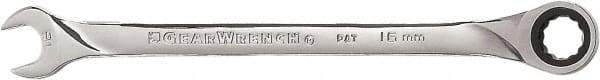 GearWrench - 16mm 12 Point Combination Wrench - 10.24" OAL, Steel, Full Polish Finish - All Tool & Supply