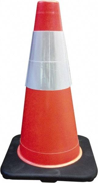 PRO-SAFE - 18" High, Orange Traffic Cone with Base - 12" Base Width, 3 Lb, PVC - All Tool & Supply