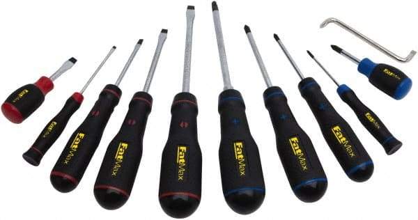 Stanley - 11 Piece Slotted, Phillips, Cabinet & Offset Screwdriver Set - Bit Sizes: Philips #0 to #3 - All Tool & Supply