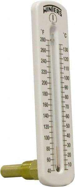 Winters - 40 to 280°F, Industrial Thermometer with Standard Thermowell - 1 Inch Immersion Length, 2 Inch Stem Length, 8 Inch Long, 1/2 Inch Thread - All Tool & Supply