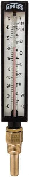 Winters - -40 to 110°F, Industrial Thermometer with Standard Thermowell - 2 Inch Immersion Length, 1.825 Inch Stem Length, 10 Inch Long, 1/2 Inch Thread - All Tool & Supply