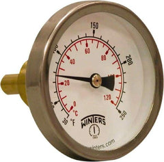 Winters - 30 to 250°F, Industrial Thermometer with Standard Thermowell - 1 Inch Immersion Length, 2.012 Inch Stem Length, 2 Inch Long, 3/4 Inch Thread - All Tool & Supply