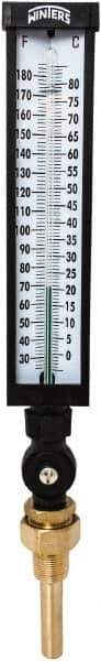 Winters - 30 to 180°F, Industrial Thermometer with Standard Thermowell - 3 Inch Immersion Length, 3-1/2 Inch Stem Length, 17 Inch Long, 3/4 Inch Thread - All Tool & Supply