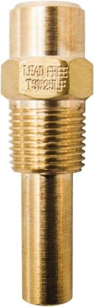 Winters - 2 Inch Overall Length, 1/2 Inch Thread, Brass Thermowell - 1.4 Inch Insertion Length - All Tool & Supply