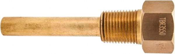 Winters - 4-1/2 Inch Overall Length, 1/2 Inch Thread, Brass Thermowell - 2-1/2 Inch Insertion Length - All Tool & Supply