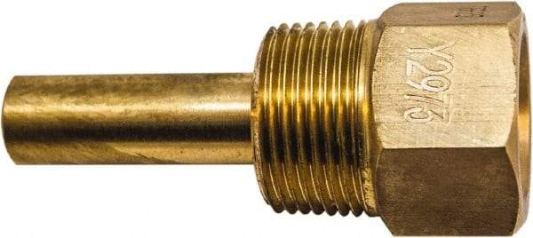 Winters - 4-1/2 Inch Overall Length, 3/4 Inch Thread, Brass Thermowell - 2-1/2 Inch Insertion Length - All Tool & Supply