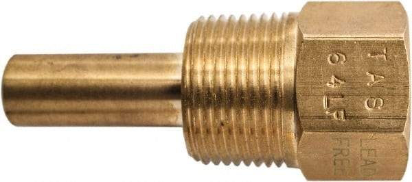 Winters - 2-1/2 Inch Overall Length, 3/4 Inch Thread, Brass Thermowell - 1.3 Inch Insertion Length - All Tool & Supply