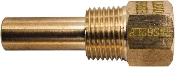 Winters - 2-1/2 Inch Overall Length, 1/2 Inch Thread, Brass Thermowell - 1.3 Inch Insertion Length - All Tool & Supply