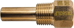 Winters - 2-1/2 Inch Overall Length, 1/2 Inch Thread, Brass Thermowell - 1.3 Inch Insertion Length - All Tool & Supply