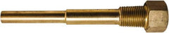 Winters - 7-1/2 Inch Overall Length, 1/2 Inch Thread, Brass Thermowell - 4-1/2 Inch Insertion Length - All Tool & Supply