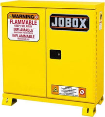 Jobox - 2 Door, 1 Shelf, Yellow Steel Standard Safety Cabinet for Flammable and Combustible Liquids - 49" High x 46-3/32" Wide x 19-5/8" Deep, Manual Closing Door, 30 Gal Capacity - All Tool & Supply