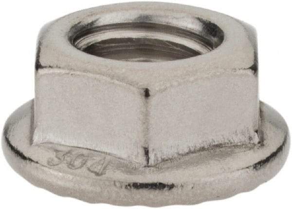 Monroe Engineering Products - 3/8-16 304 Steel Hex Flange Lock Nut - 9/16" Width Across Flats, 3/8" High - All Tool & Supply