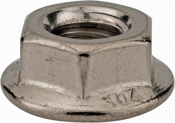 Monroe Engineering Products - 5/16-18 304 Steel Hex Flange Lock Nut - 1/2" Width Across Flats, 5/16" High - All Tool & Supply