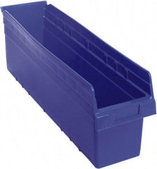 Quantum Storage - 23-5/8" Deep, Blue Polypropylene Hopper Shelf Bin - 8" High x 6-5/8" Wide x 23-5/8" Long - All Tool & Supply