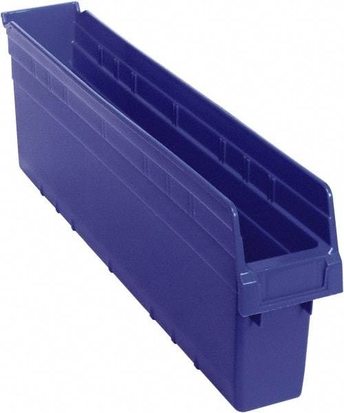 Quantum Storage - 23-5/8" Deep, Blue Polypropylene Hopper Shelf Bin - 8" High x 4-3/8" Wide x 23-5/8" Long - All Tool & Supply