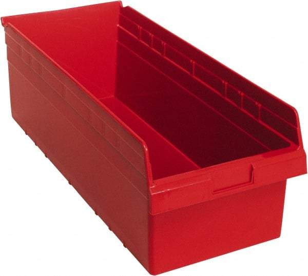 Quantum Storage - 23-5/8" Deep, Red Polypropylene Hopper Shelf Bin - 8" High x 11-1/8" Wide x 23-5/8" Long - All Tool & Supply