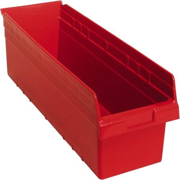 Quantum Storage - 23-5/8" Deep, Red Polypropylene Hopper Shelf Bin - 8" High x 8-3/8" Wide x 23-5/8" Long - All Tool & Supply