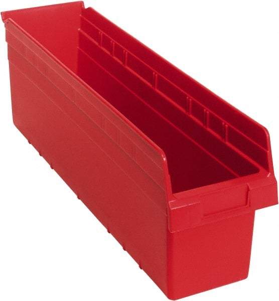 Quantum Storage - 23-5/8" Deep, Red Polypropylene Hopper Shelf Bin - 8" High x 6-5/8" Wide x 23-5/8" Long - All Tool & Supply