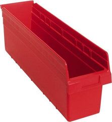 Quantum Storage - 23-5/8" Deep, Red Polypropylene Hopper Shelf Bin - 8" High x 6-5/8" Wide x 23-5/8" Long - All Tool & Supply