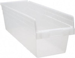 Quantum Storage - 23-5/8" Deep, Clear Polypropylene Hopper Shelf Bin - 8" High x 8-3/8" Wide x 23-5/8" Long - All Tool & Supply