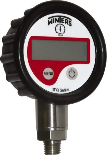 Winters - 2-1/2" Dial, 1/4 Thread, 0-100 Scale Range, Pressure Gauge - Lower Connection Mount, Accurate to 0.01% of Scale - All Tool & Supply