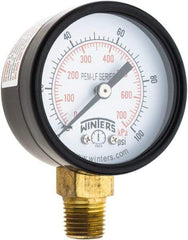 Winters - 2" Dial, 1/4 Thread, 0-100 Scale Range, Pressure Gauge - Lower Connection Mount, Accurate to 3-2-3% of Scale - All Tool & Supply