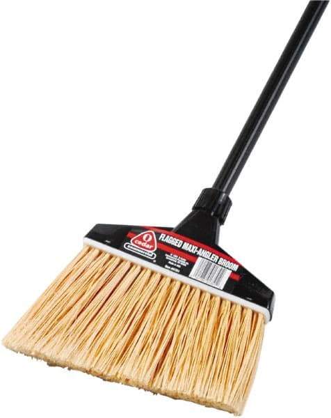 O-Cedar - 13" Wide, Synthetic Bristles, 51" Vinyl-Coated Metal Handle, Angled Broom - Flagged - All Tool & Supply