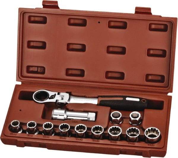 Paramount - 13 Piece 3/4" Drive Deep Well Socket Set - 12 Points, 10mm to 19mm Range, Metric Measurement Standard - All Tool & Supply