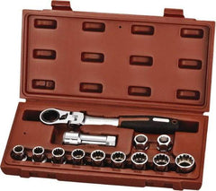 Paramount - 13 Piece 3/4" Drive Deep Well Socket Set - 12 Points, 10mm to 19mm Range, Metric Measurement Standard - All Tool & Supply