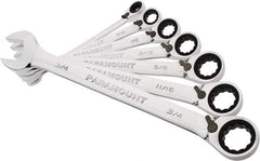 Paramount - 7 Piece, 3/8" to 3/4", 12 Point Reversible Ratcheting Combination Wrench Set - Inch Measurement Standard, Full Polish Chrome Finish, Comes in Blow Molded Case - All Tool & Supply